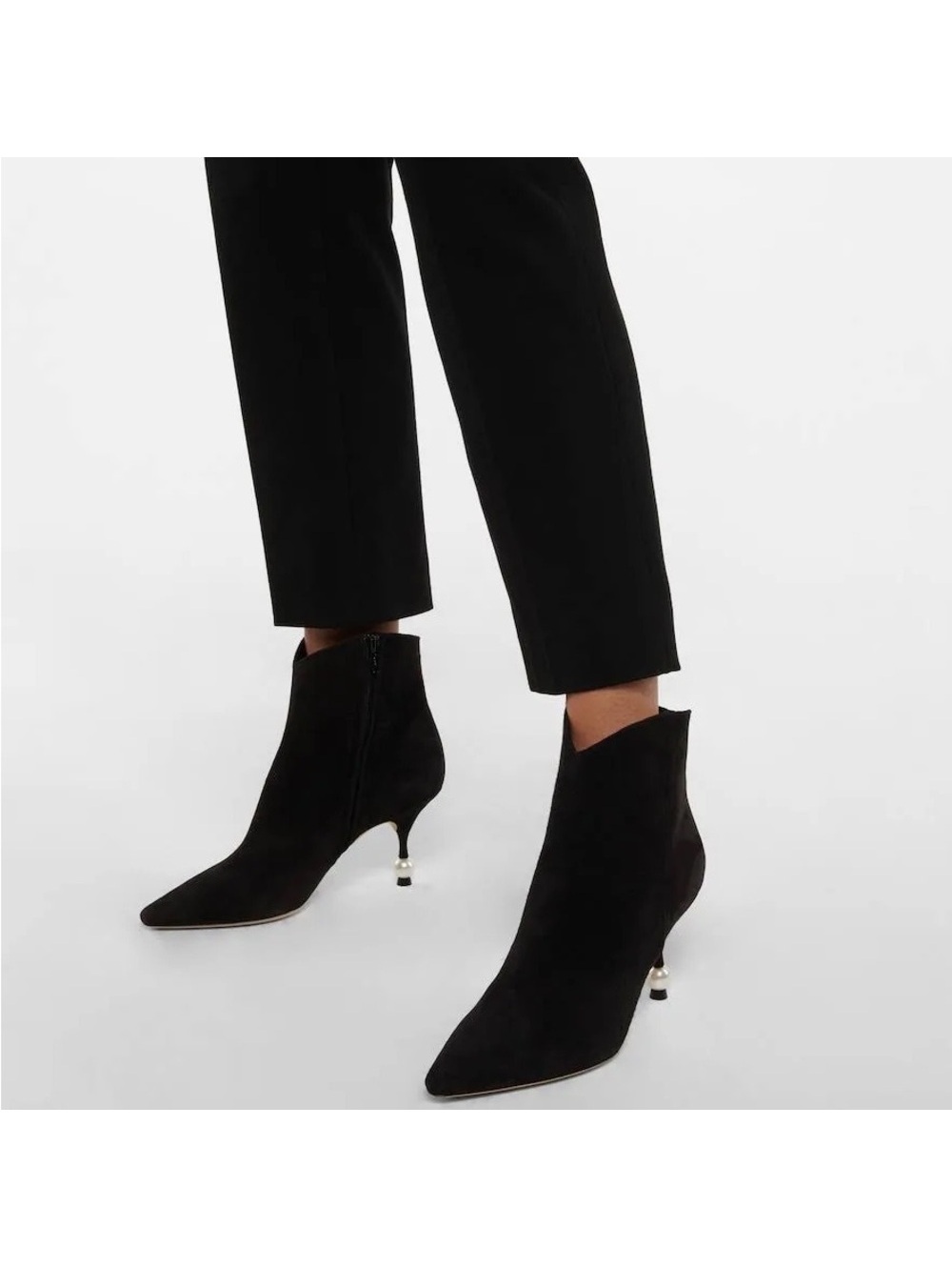 Giambattista Valli Pointed-Toe Suede Heeled Booties Black Size EU 38 NEW $1,090
